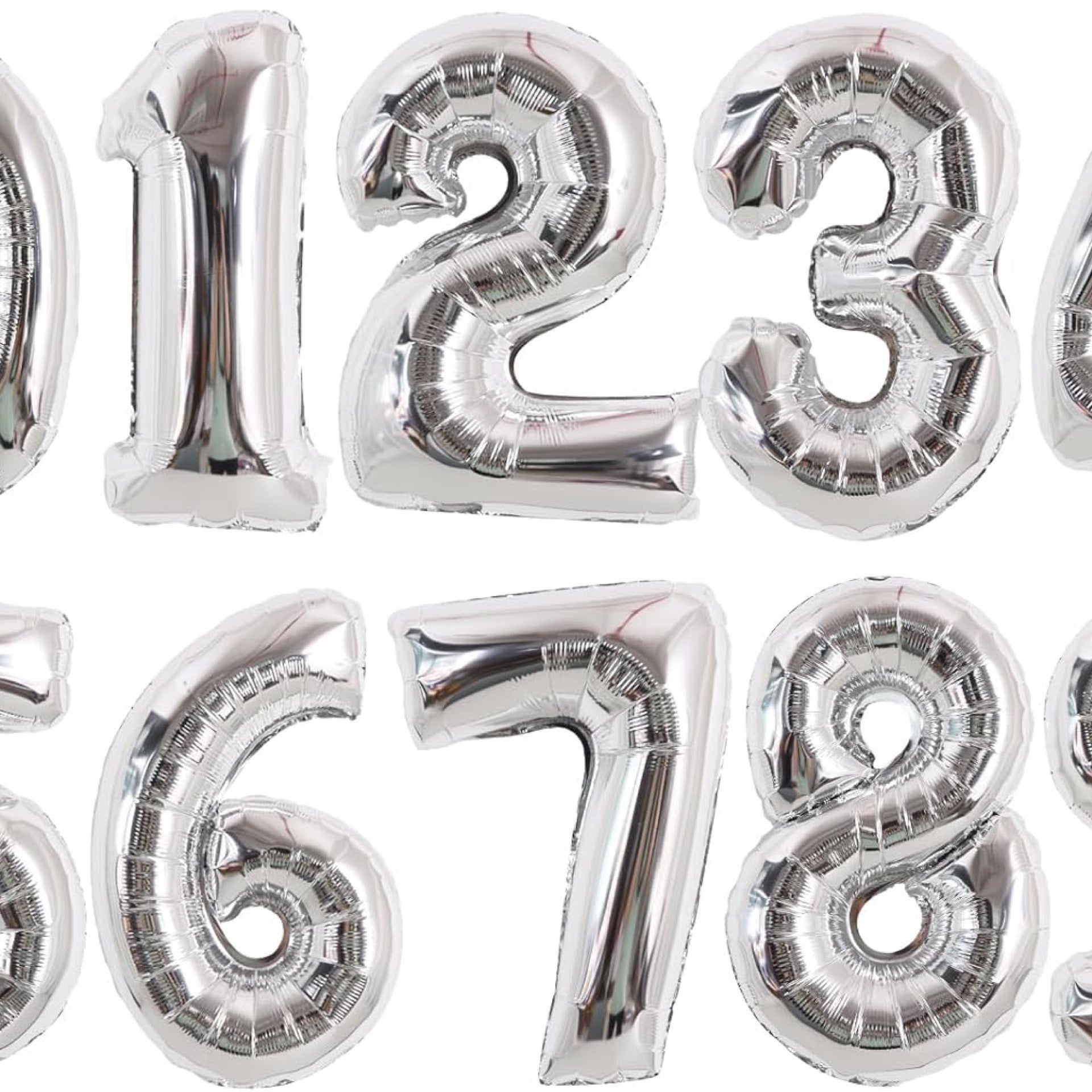 16” Silver Number Balloons