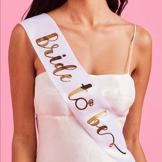 Bride Sash – White Satin Bridal Shower Accessory