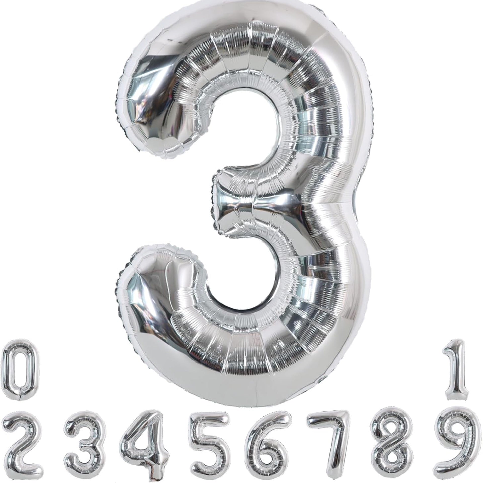34” Silver Number Balloons