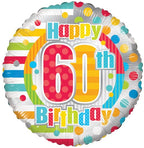 Happy 30th, 40th, 50th, 60th, 70th, 80th & 90th Birthday Dots & Lines Foil Balloon – 18"