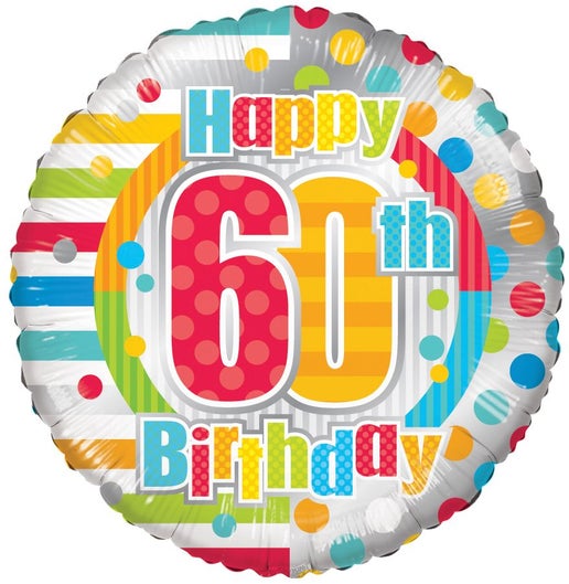 Happy 30th, 40th, 50th, 60th, 70th, 80th & 90th Birthday Dots & Lines Foil Balloon – 18"