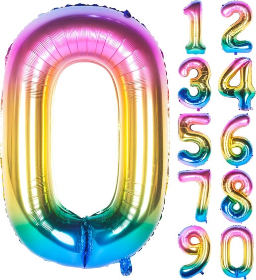 34" Rainbow Number Balloons