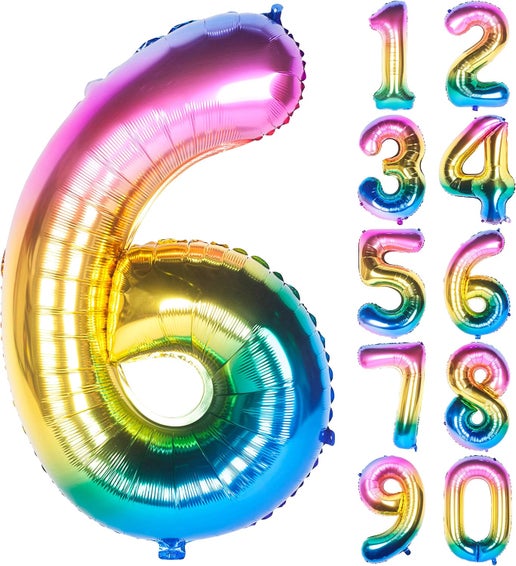 34" Rainbow Number Balloons