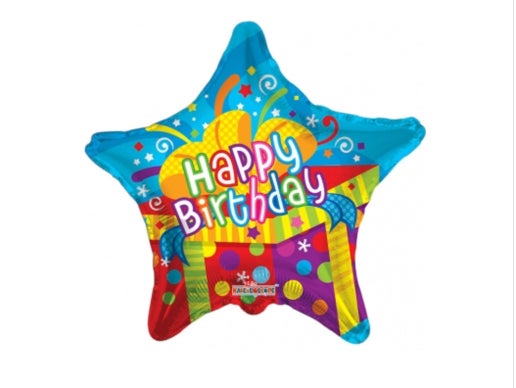 Happy Birthday Star Shaped 18" Balloon - B30