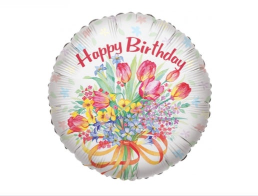 Happy Birthday With Flowers Balloon - B11