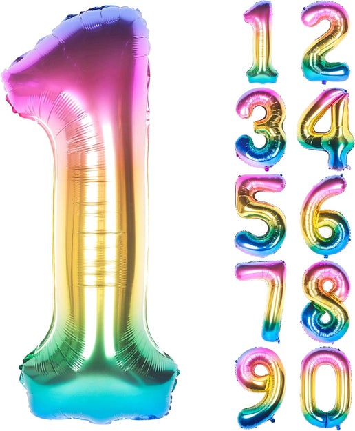 34" Rainbow Number Balloons