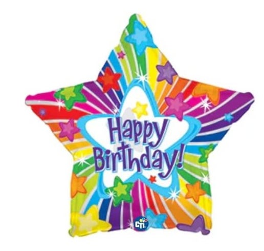 Happy Birthday Star Shaped 18" Balloon - B28