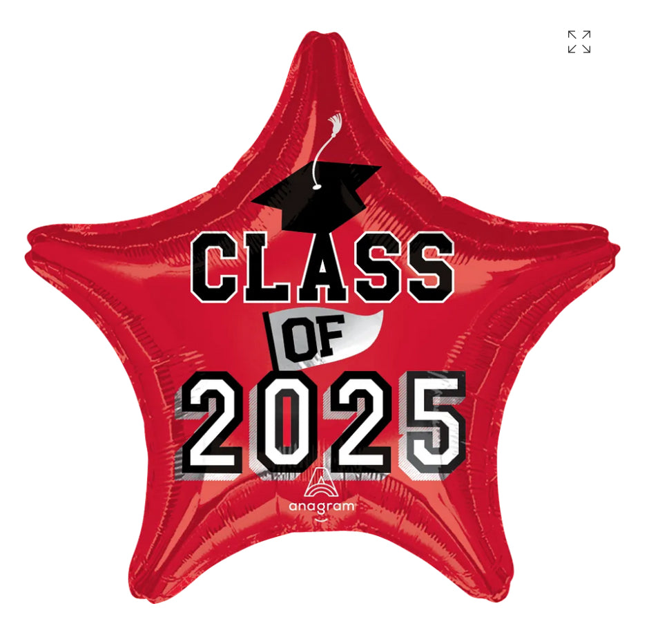 Graduations Red Star 2025 18" Balloon - G3