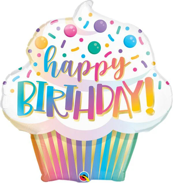 Happy Birthday Ombre Cupcake 31″ Balloon - HB102